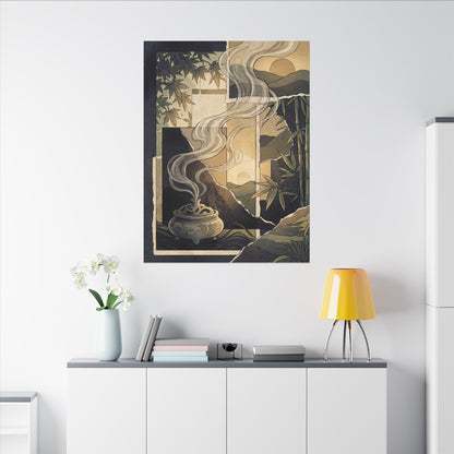 Tranquil Incense Smoke Canvas Art - Ukiyo E Inspired Zen
