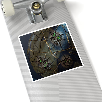 Cracked Earth Moody Minimal Sticker | Luxurious Dark Japandi Art