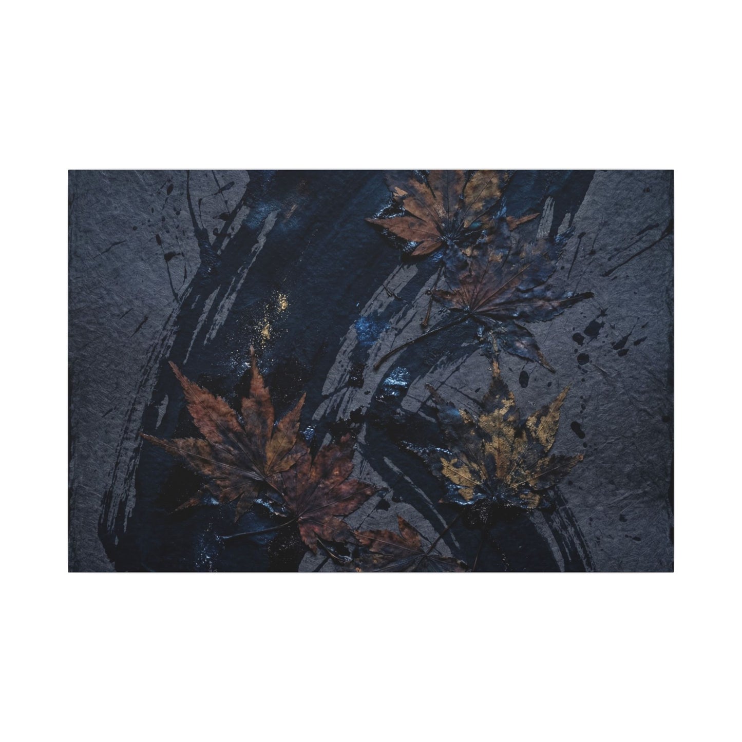 Sophisticated Ink Brushstroke Canvas Art - Dark Texture Dark Japandi Art Print