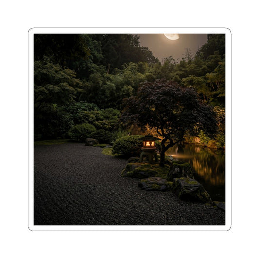 Moonlit Garden Sticker | Summer Dark Japandi Moody Minimal Art Art Print