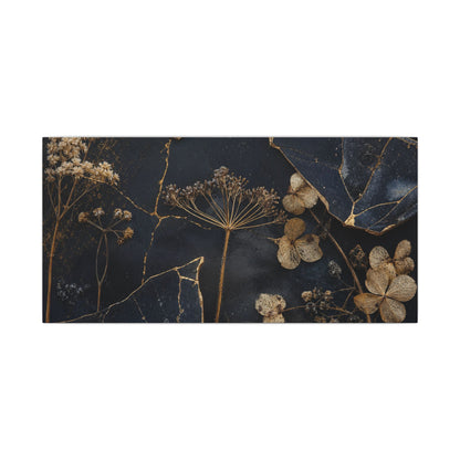 Philosophical Dried Flowers Canvas Art - Broken Beauty Kintsugi