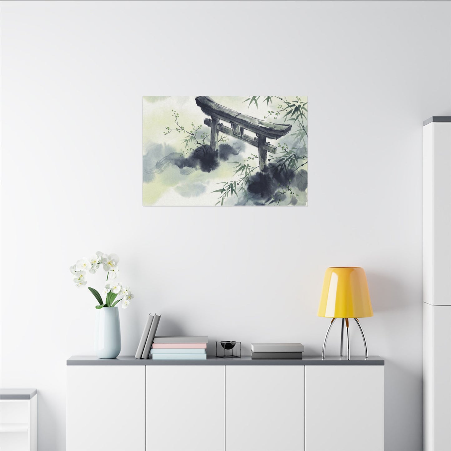 Torii Gate Sumi E Canvas Art | Serene Zen Art