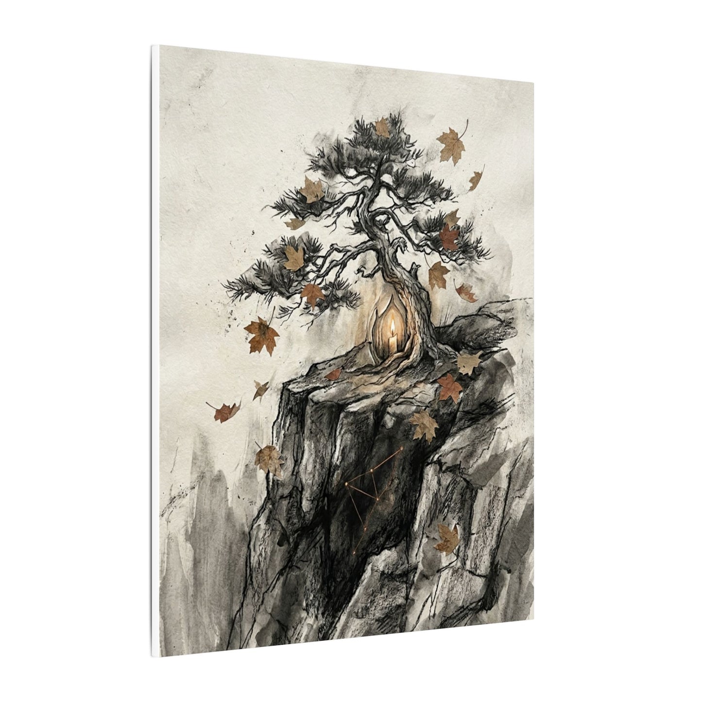 Pine Tree Autumn Canvas Art | Japandi Earthy Design