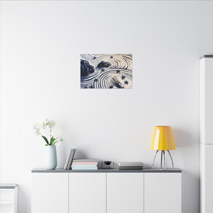 Zen Rock Garden in Golden Hour | Sumi E Canvas Art