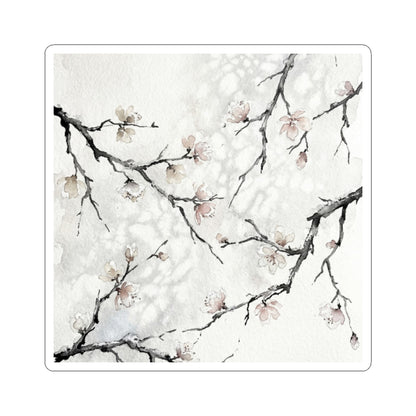 Cherry Blossom Watercolor Sticker | Warm Japandi Art Art Print