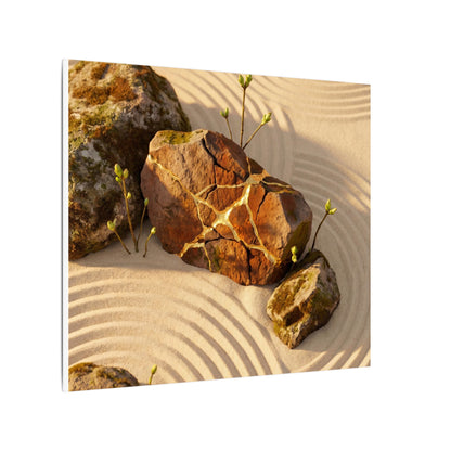 Kanso Rock Garden Canvas Art - Kintsugi Crackle Gold