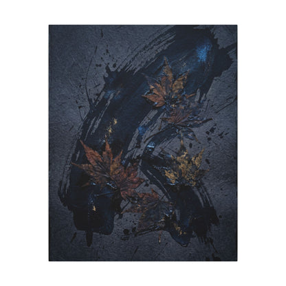 Sophisticated Ink Brushstroke Canvas Art - Dark Texture Dark Japandi