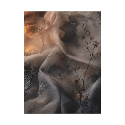 Japandi Silk Drape in Candlelight | Watercolor Canvas Art