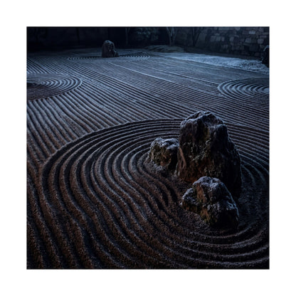 Bold Rock Garden Wall Art Print - Moody Minimal Dark Japandi