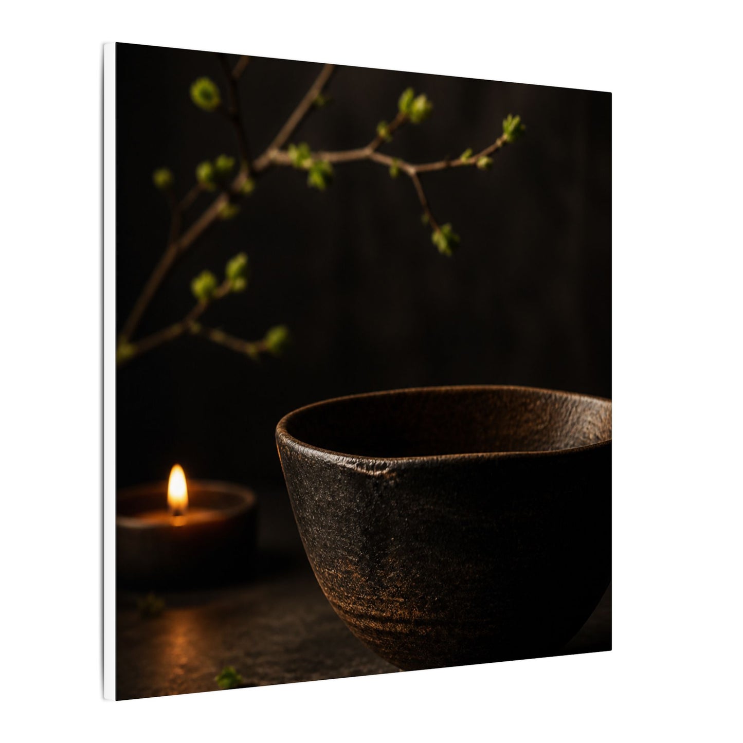 Moody Ceramic Bowl Canvas Art - Shadow Zen Dark Japandi
