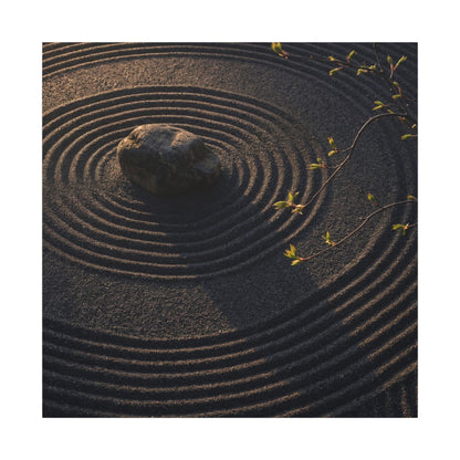 Rock Garden Shadow Zen Canvas Art | Bold Dark Japandi Art
