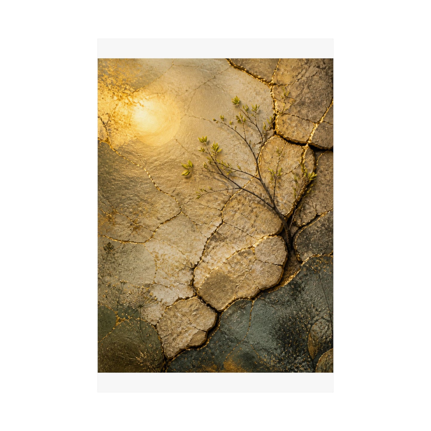 Cracked Earth Texture Wall Art Print | Earthy Japandi Art