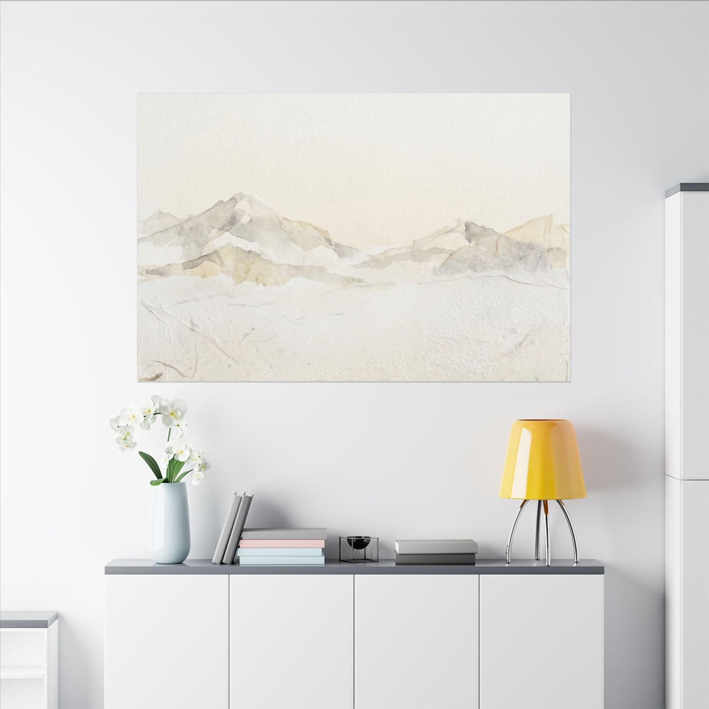 Mountain Mist Winter Canvas Art | Japandi Warm Design