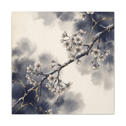Ma Cherry Blossom Canvas Art - Kintsugi Gold Vein