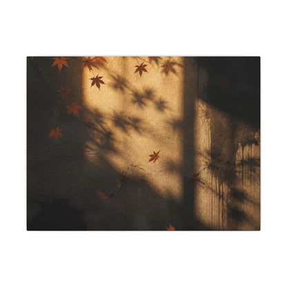 Shadow Play Canvas Art | Autumn Dark Japandi Charcoal Ink Art