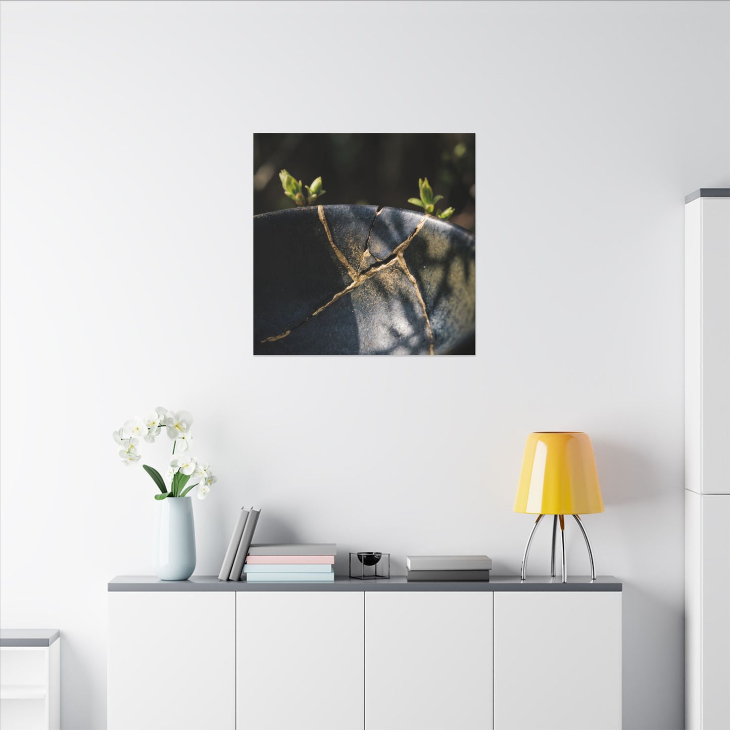 Seijaku Broken Pottery Canvas Art - Dark Japandi Shadow Zen