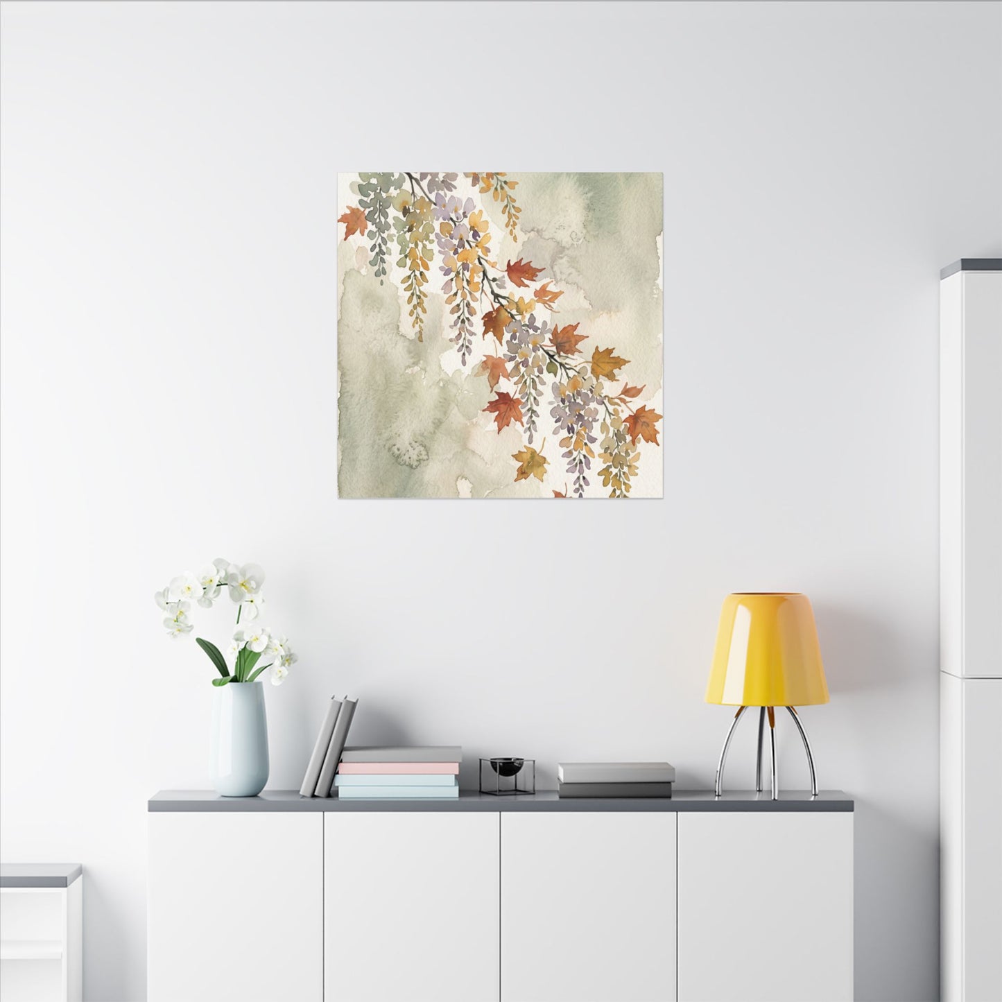 Ma Wisteria Canvas Art - Japandi Watercolor