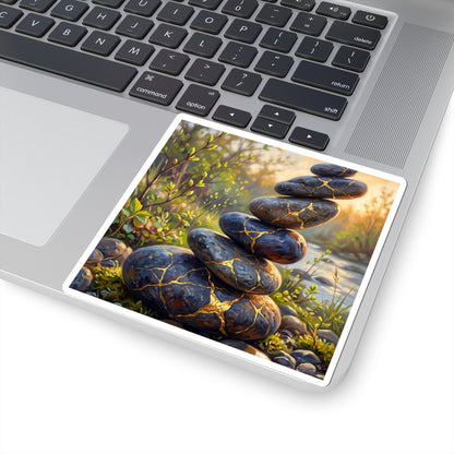 River Stones Gold Repair Sticker | Healing Kintsugi Art