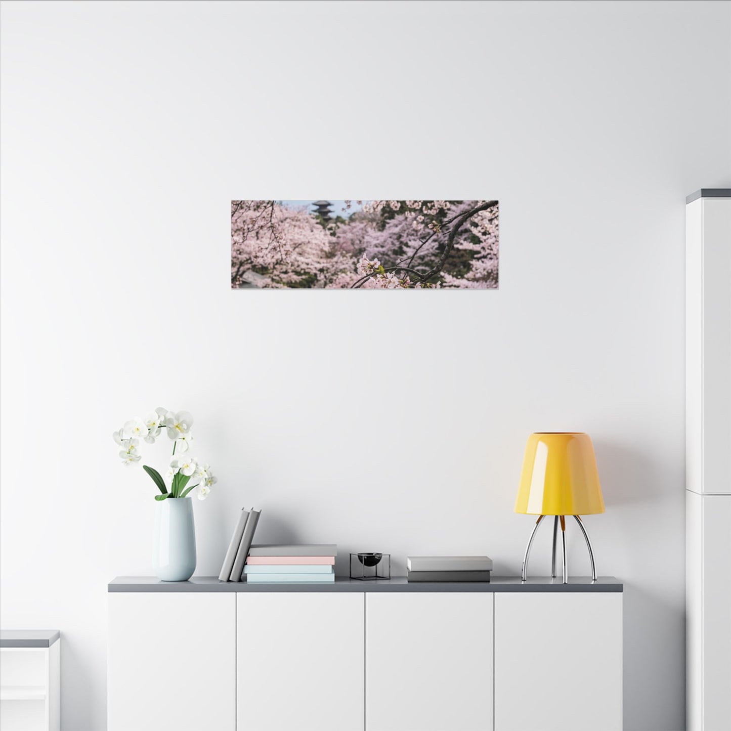 Fukinsei Cherry Blossom Canvas Art - Dark Japandi Moody Minimal