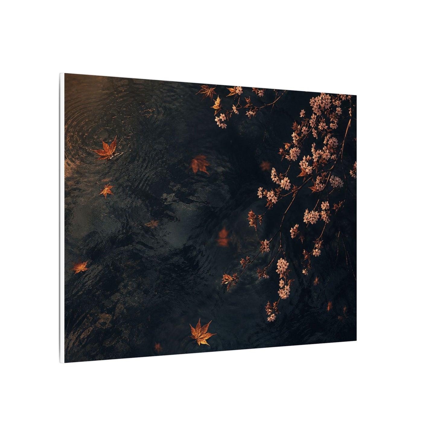 Golden Hour Cherry Blossom Canvas Art - Dark Japandi Kanso