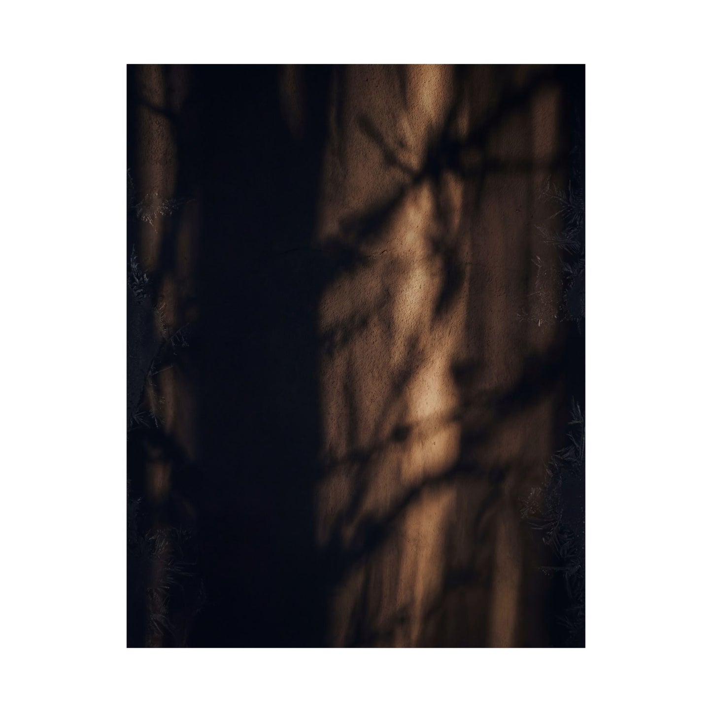 Dark Japandi Shadow Play in Candlelight | Moody Minimal Wall Art Print