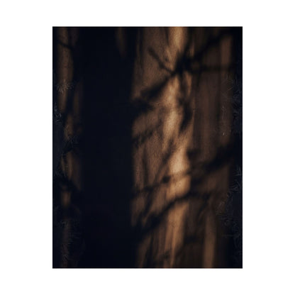 Dark Japandi Shadow Play in Candlelight | Moody Minimal Wall Art Print