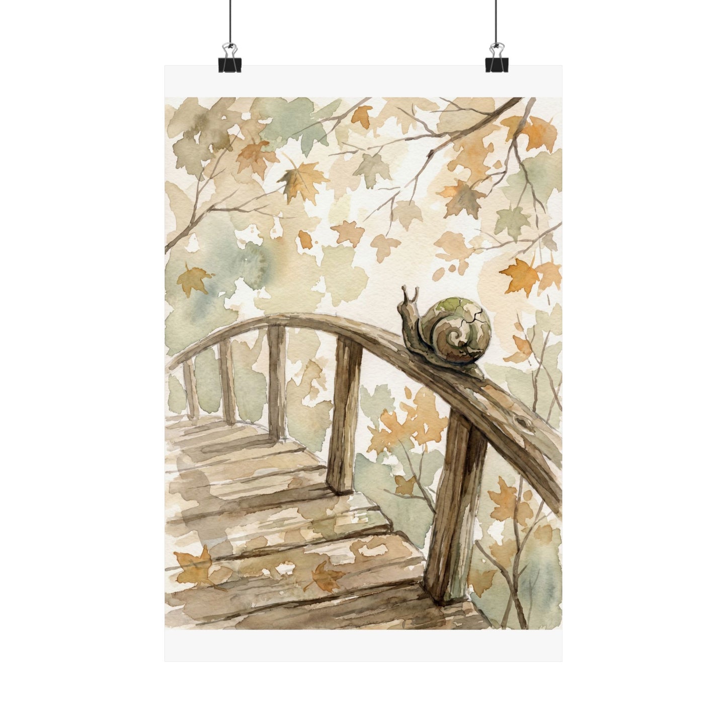 Datsuzoku Wooden Bridge Wall Art Print - Japandi Watercolor