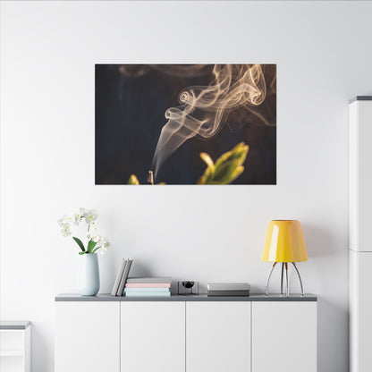 Golden Hour Incense Smoke Canvas Art - Dark Japandi Kanso