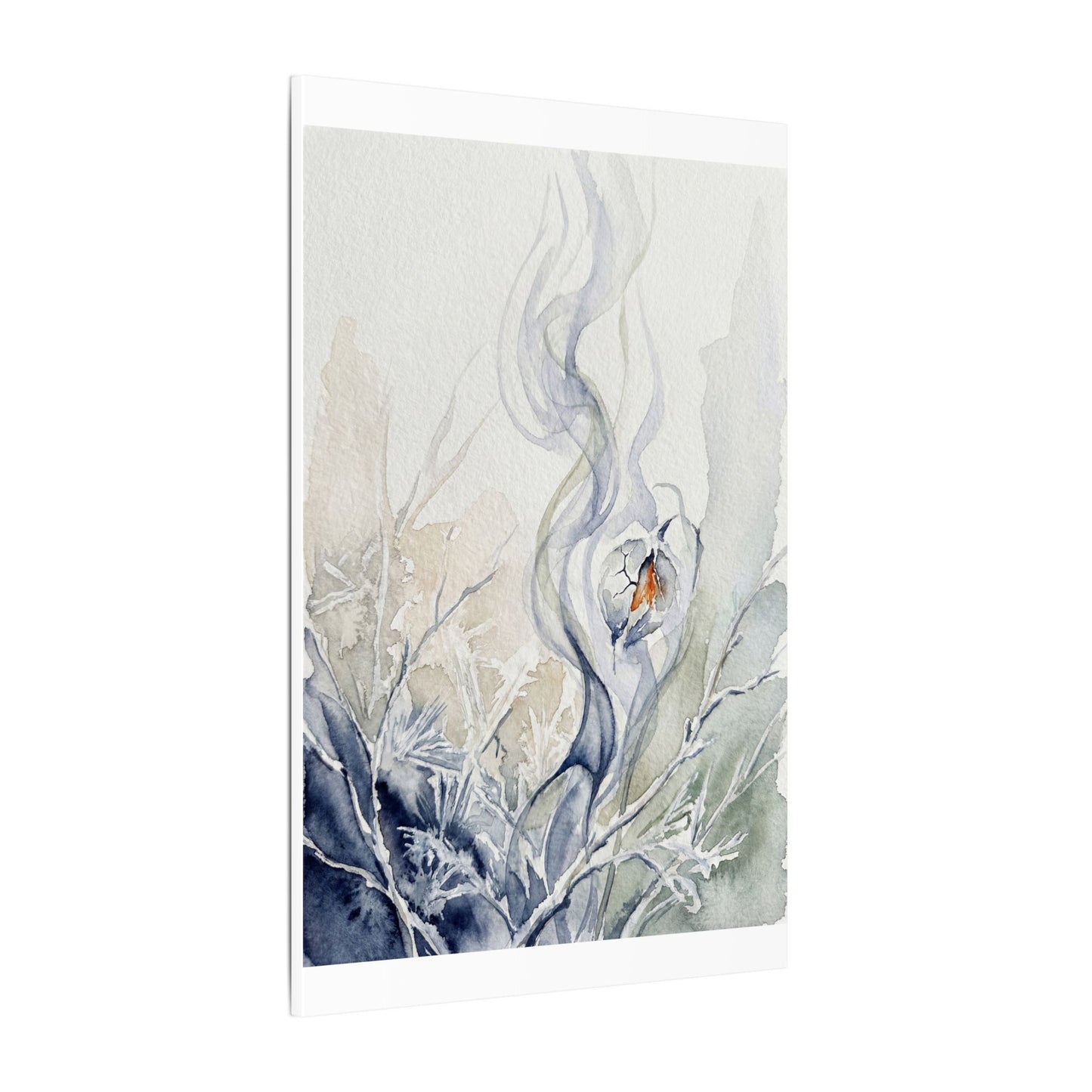 Earthy Incense Smoke Canvas Art - Watercolor Japandi