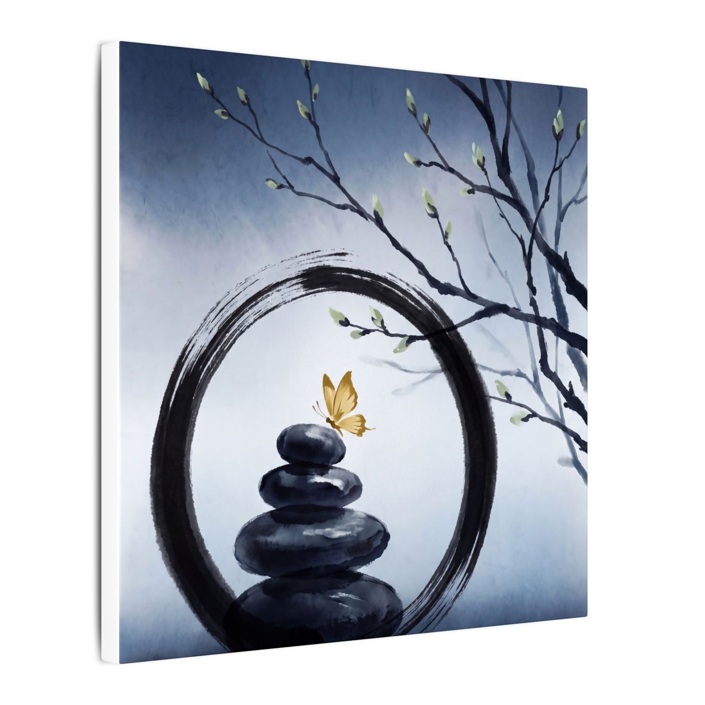 River Stones Spring Canvas Art | Zen Peaceful Design
