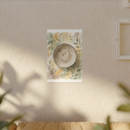 Ceramic Bowl Watercolor Canvas Art | Warm Japandi Art