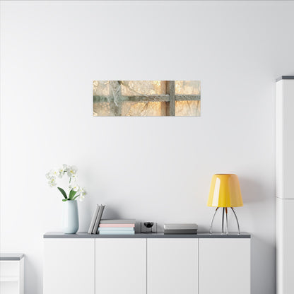 Neutral Shoji Screen Canvas Art - Watercolor Japandi