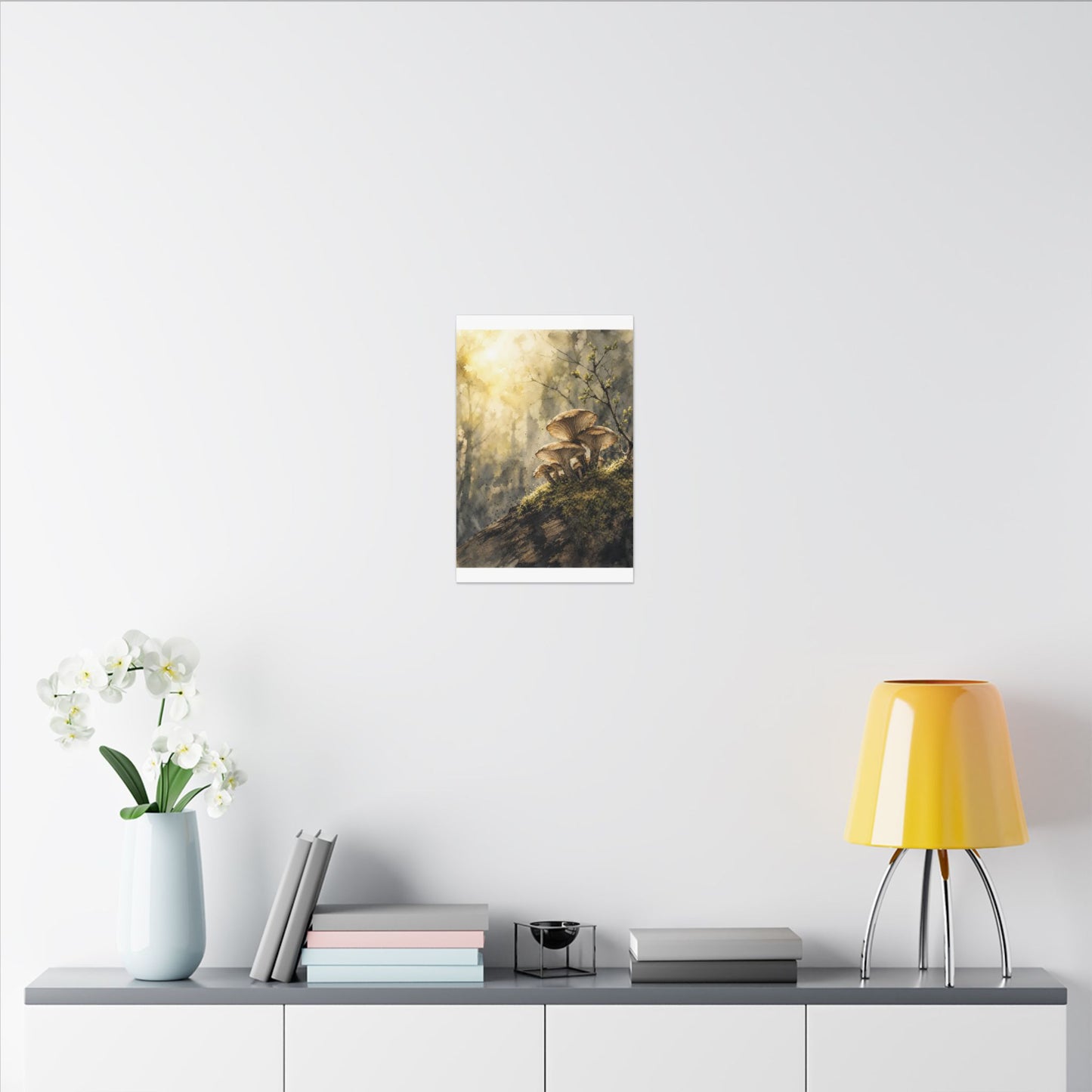Wild Mushrooms Canvas Art | Spring Japandi Watercolor Art