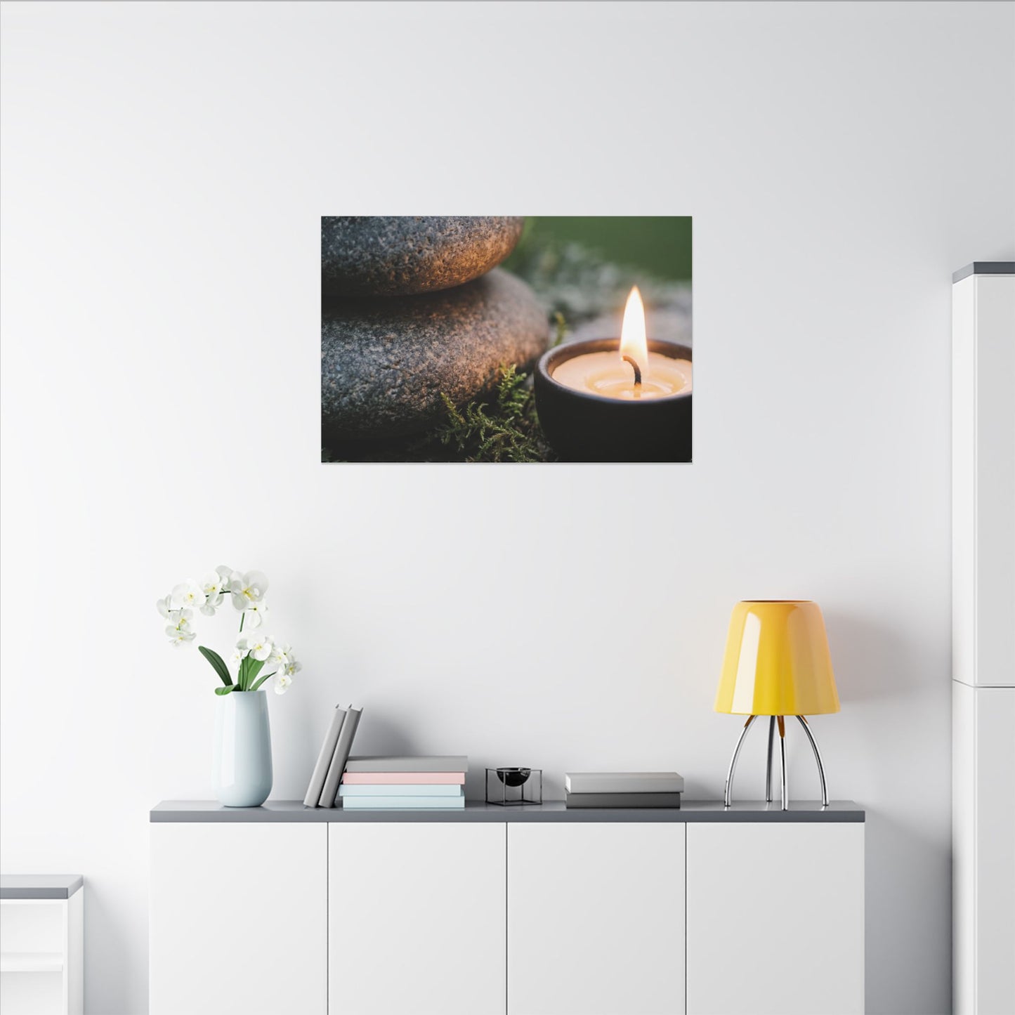 Warm River Stones Canvas Art - Japanese Pattern Japandi