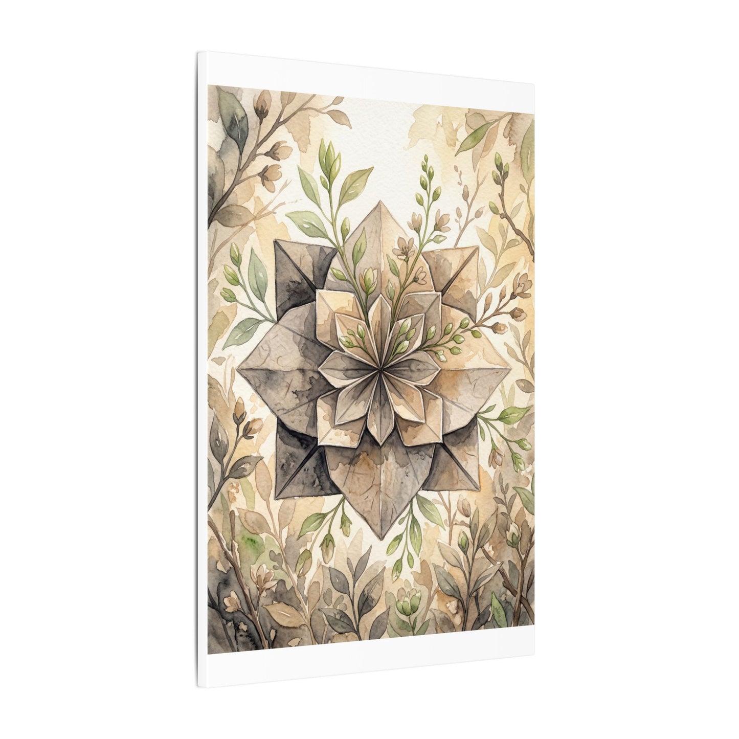 Warm Paper Fold Canvas Art - Watercolor Japandi