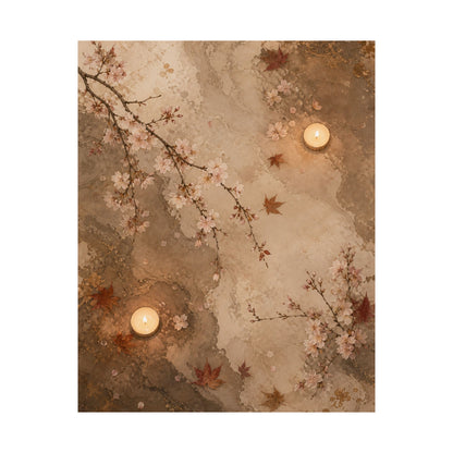Cherry Blossom Autumn Wall Art Print | Japandi Cozy Design