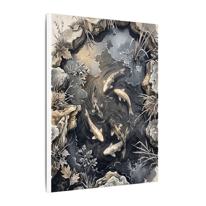 Koi Pond Canvas Art | Winter Japandi Japanese Pattern Art