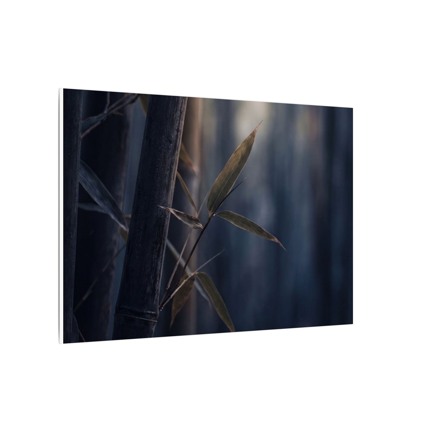 Dark Japandi Bamboo Grove in Dawn | Moody Minimal Canvas Art