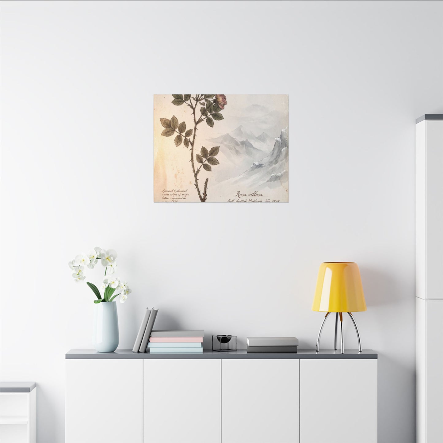 Winter Mountain Mist Herbarium Canvas Art | Earthy Decor