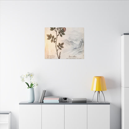 Winter Mountain Mist Herbarium Canvas Art | Earthy Decor