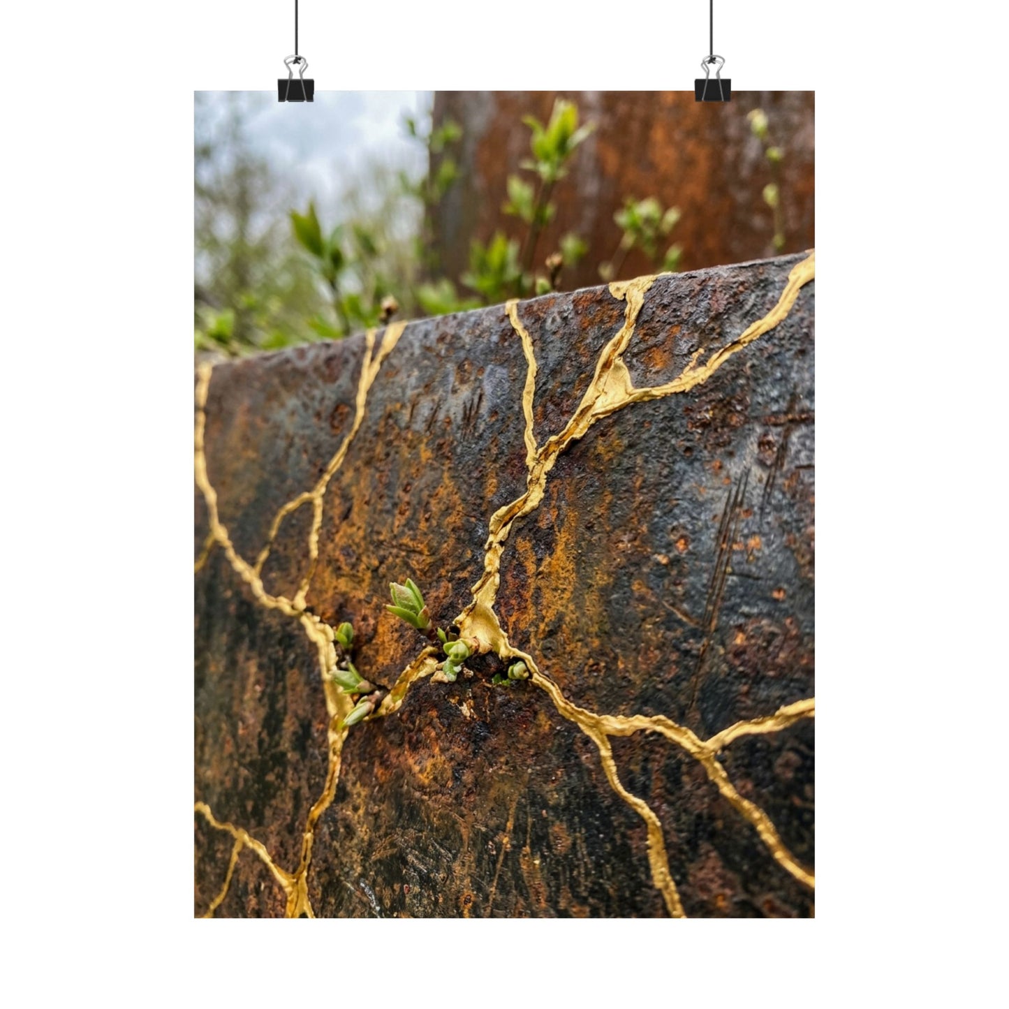 Philosophical Rust Patina Wall Art Print - Gold Repair Kintsugi