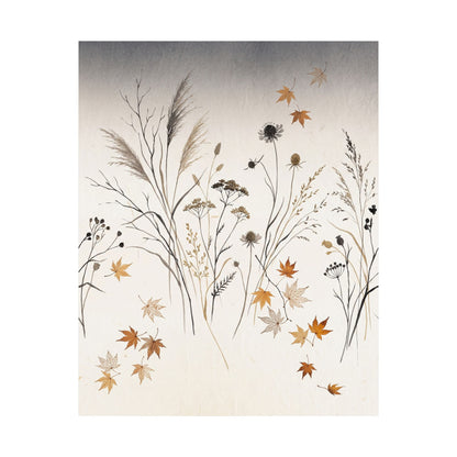 Dried Flowers Wall Art Print | Autumn Japandi Japanese Pattern Art