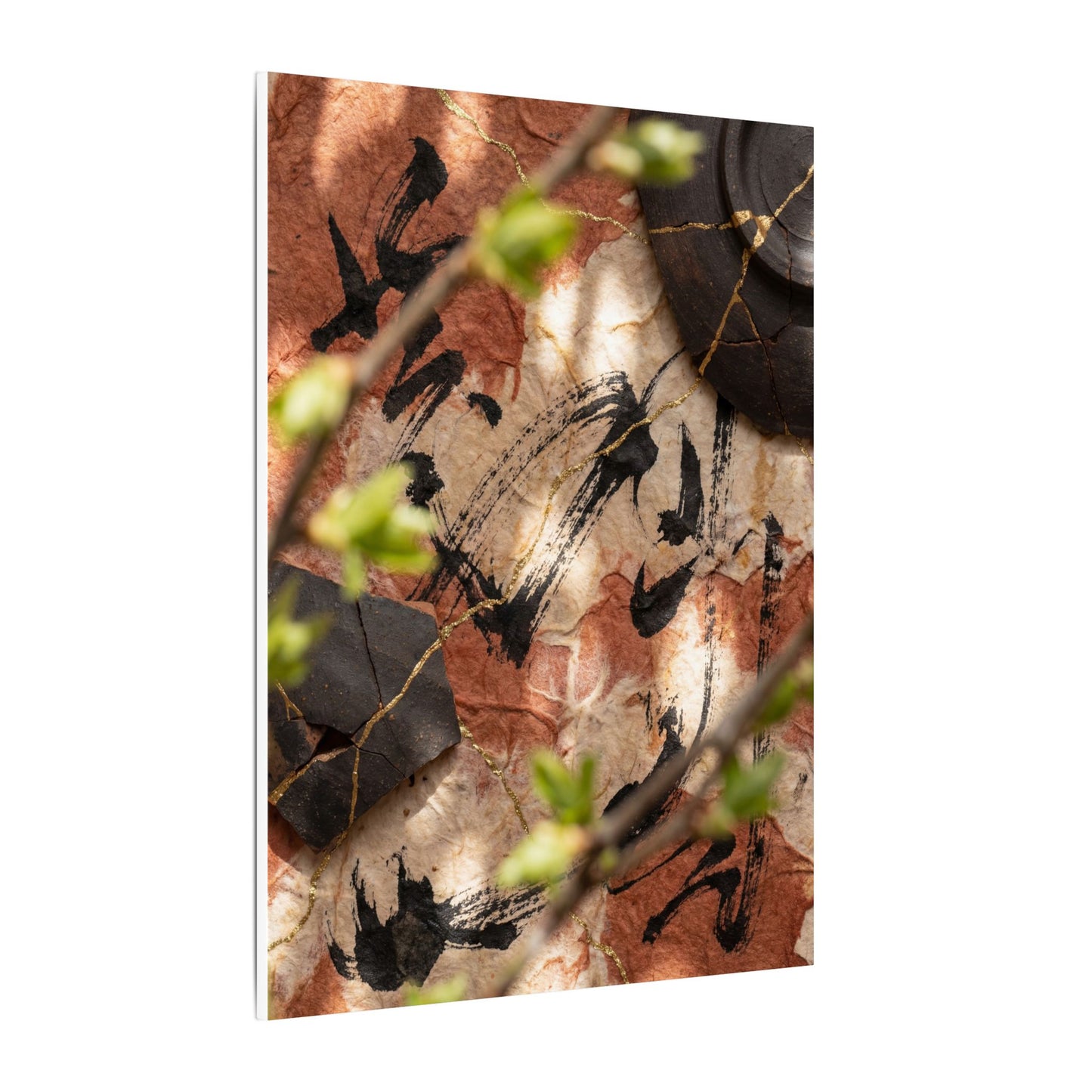 Datsuzoku Ink Brushstroke Canvas Art - Kintsugi Gold Repair