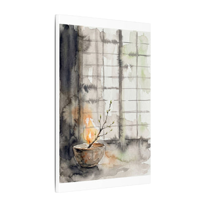 Shoji Screen Canvas Art | Spring Japandi Watercolor Art