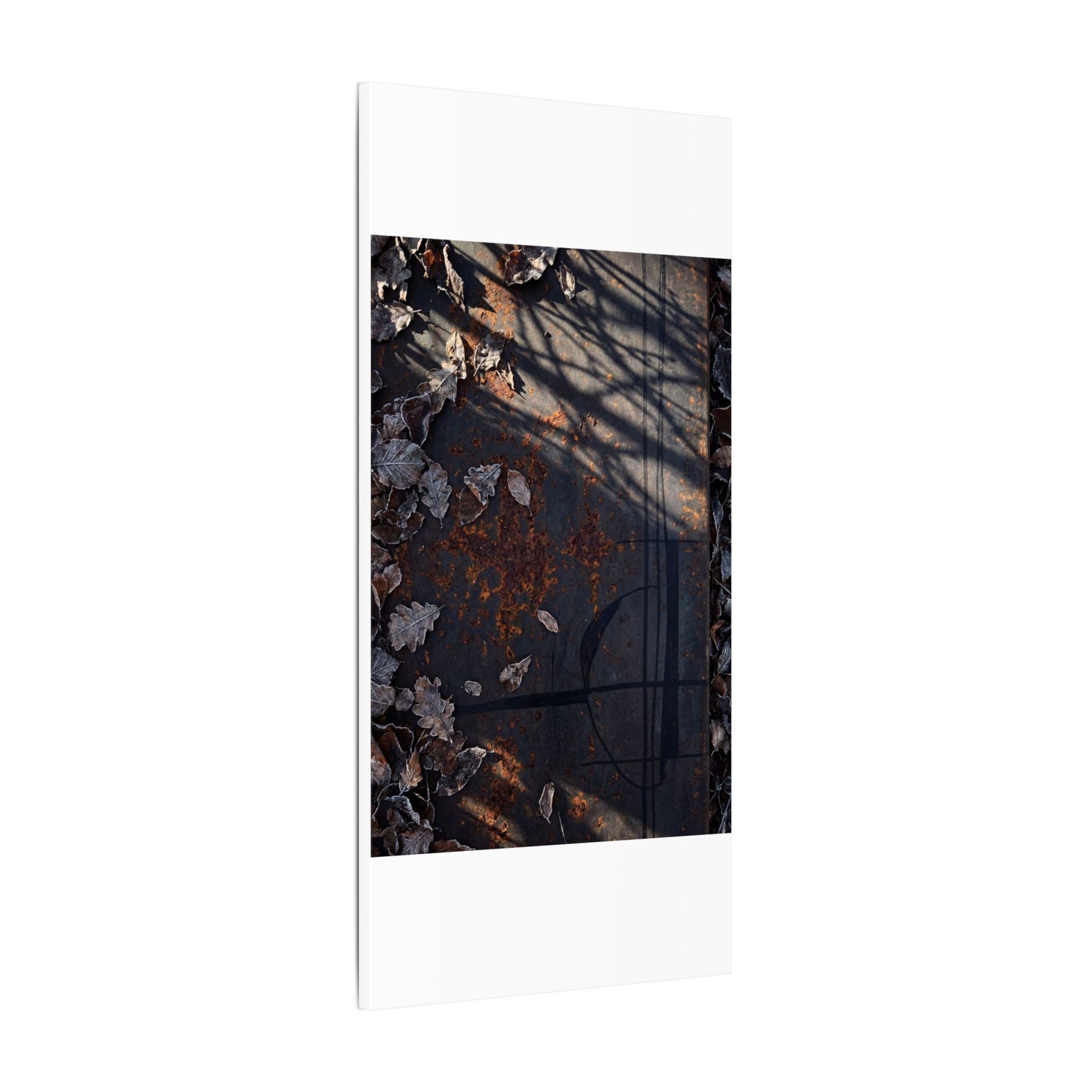 Shibui Rust Patina Canvas Art - Dark Japandi Charcoal Ink