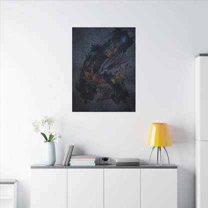 Sophisticated Ink Brushstroke Canvas Art - Dark Texture Dark Japandi