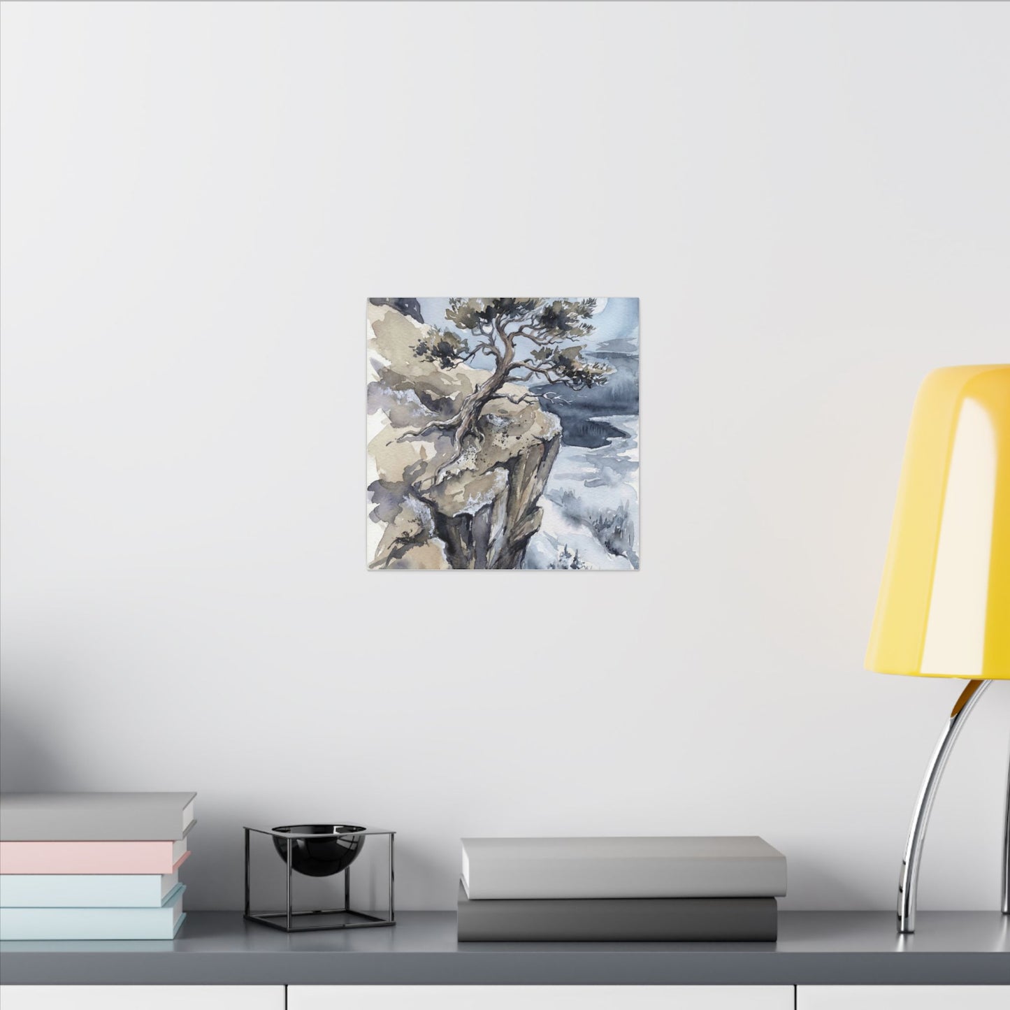 Pine Tree Canvas Art | Winter Japandi Watercolor Art