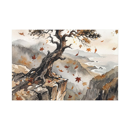 Autumn Pine Tree Watercolor Canvas Art | Warm Decor