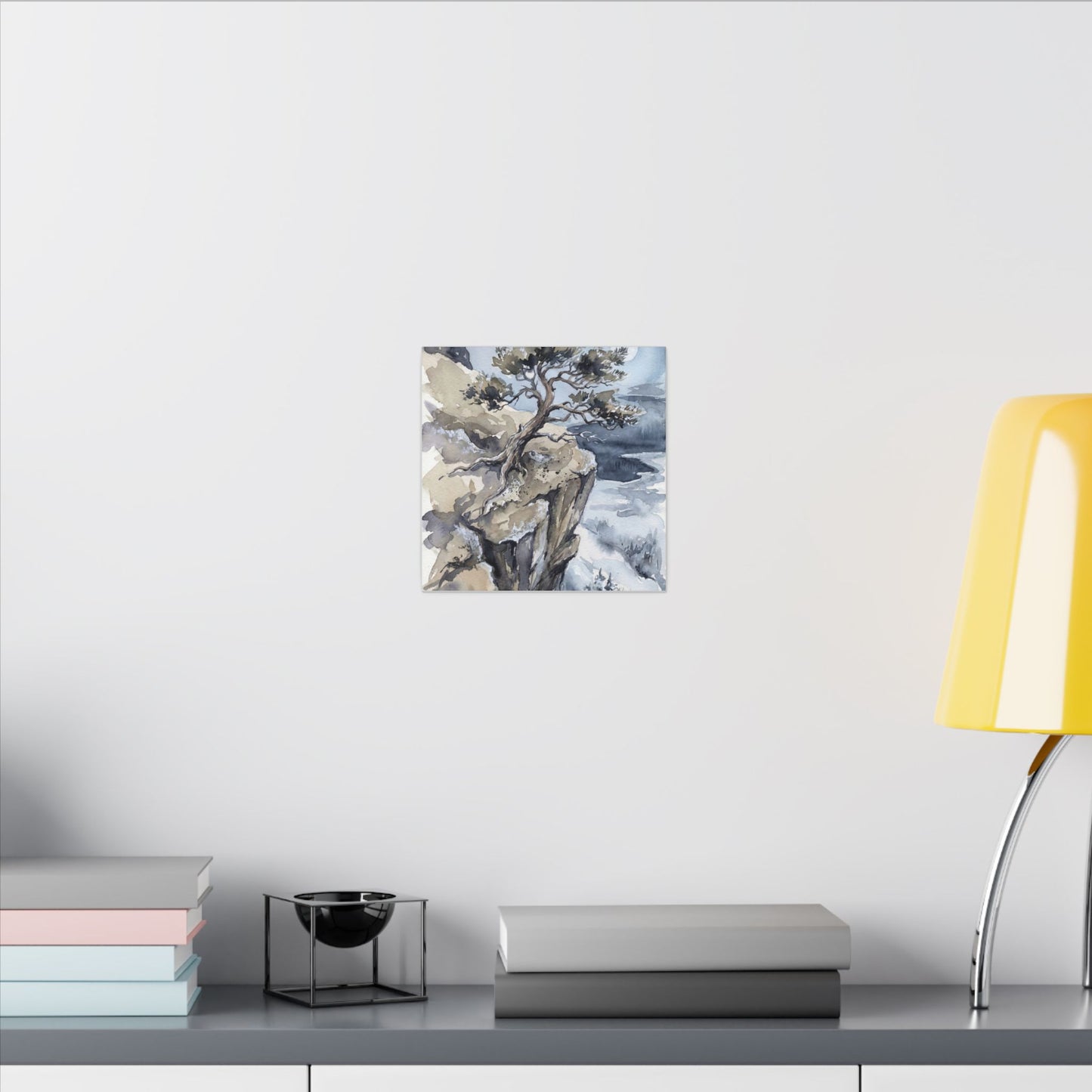 Pine Tree Canvas Art | Winter Japandi Watercolor Art