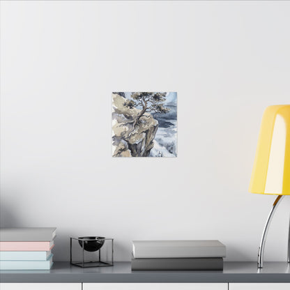 Pine Tree Canvas Art | Winter Japandi Watercolor Art